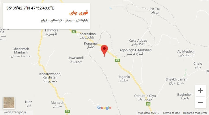 روستای قوری چای بر روی نقشه