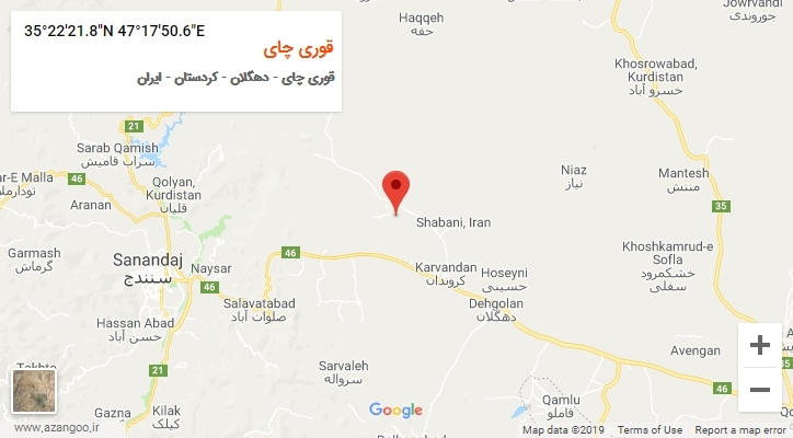 روستای قوری چای بر روی نقشه