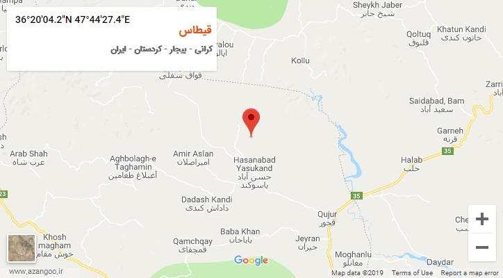 روستای قیطاس بر روی نقشه