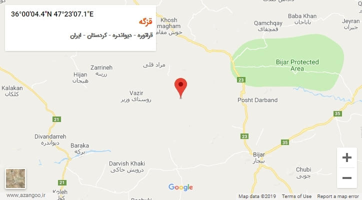 روستای قزگه بر روی نقشه