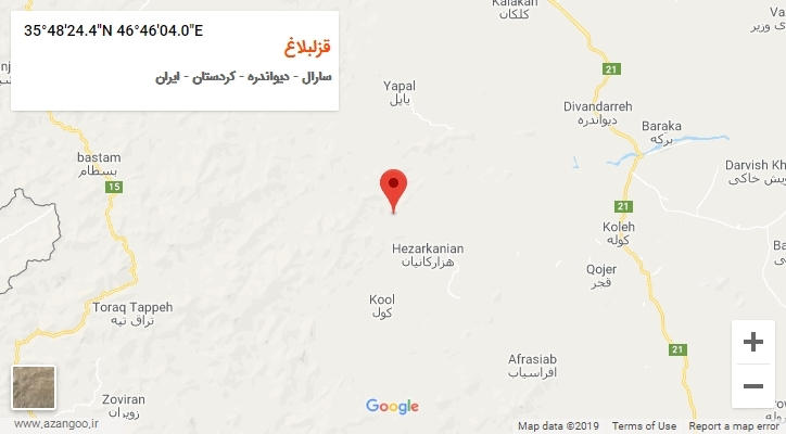 روستای قزلبلاغ بر روی نقشه