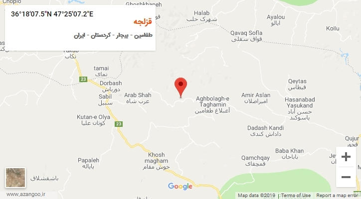 روستای قزلجه بر روی نقشه