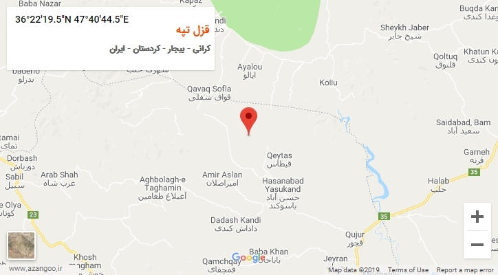روستای قزل تپه بر روی نقشه