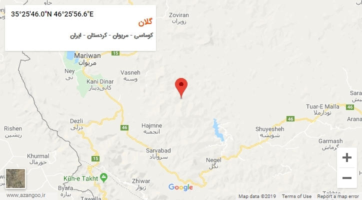 روستای گلان بر روی نقشه
