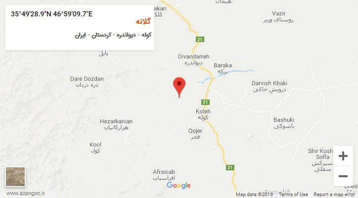 روستای گلانه بر روی نقشه