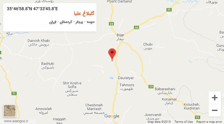 روستای گلبلاغ علیا بر روی نقشه