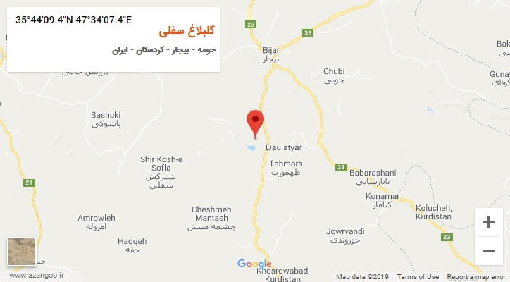 روستای گلبلاغ سفلی بر روی نقشه