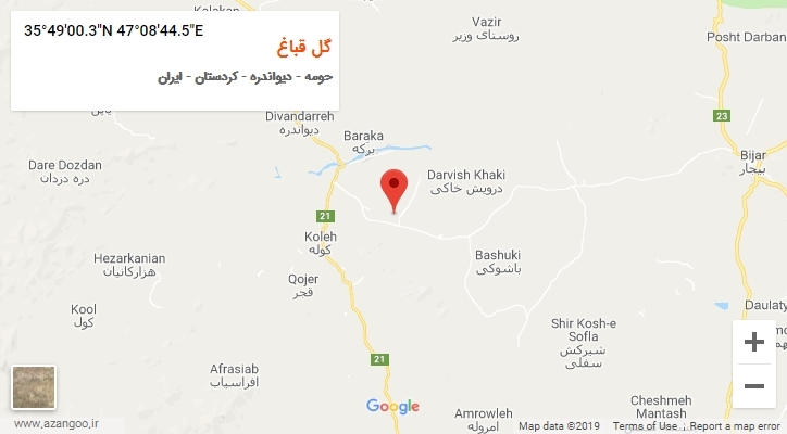 روستای گل قباغ بر روی نقشه