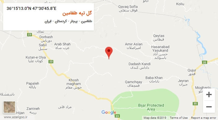 روستای گل تپه طغامین بر روی نقشه