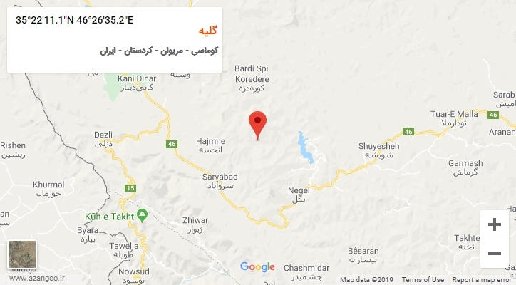 روستای گلیه بر روی نقشه