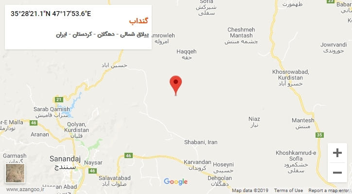روستای گنداب بر روی نقشه