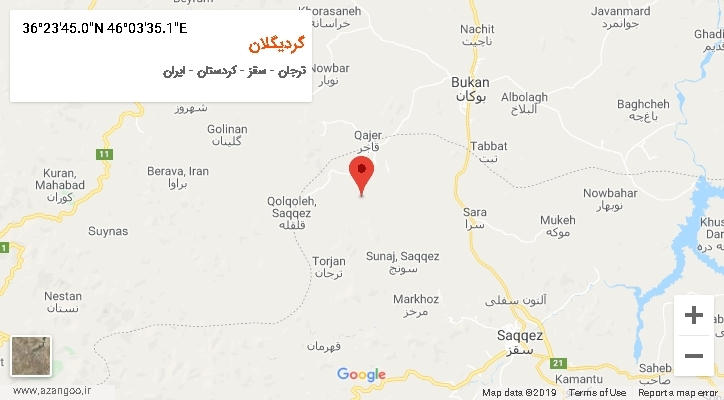 روستای گردیگلان بر روی نقشه
