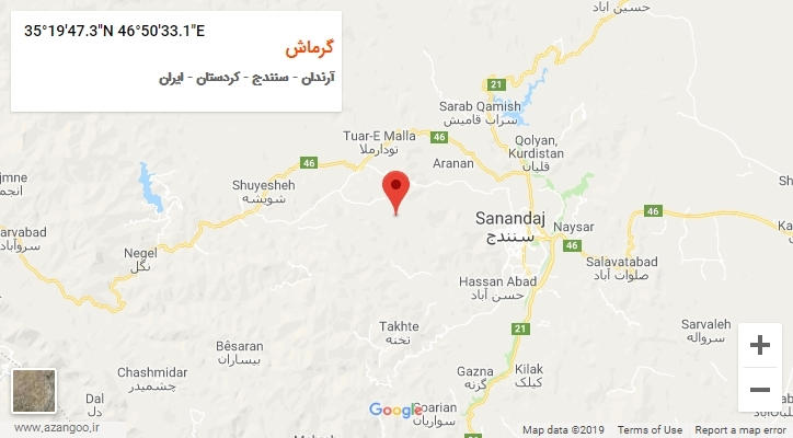 روستای گرماش بر روی نقشه