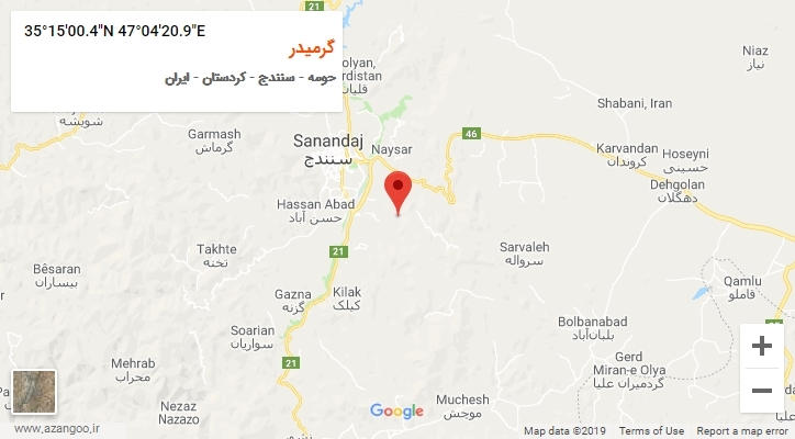 روستای گرمیدر بر روی نقشه