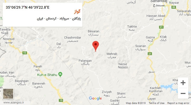 روستای گواز بر روی نقشه