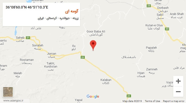 روستای گومه ای بر روی نقشه