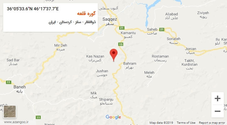 روستای گوره قلعه بر روی نقشه