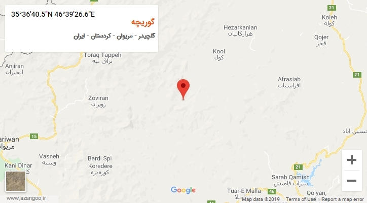 روستای گوریچه بر روی نقشه