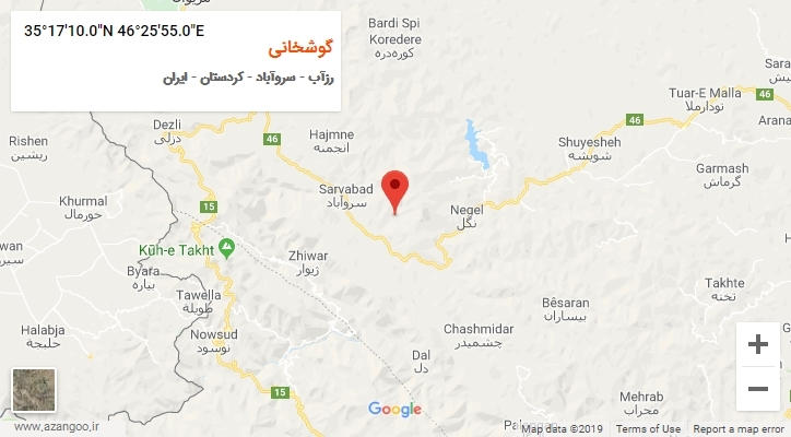 روستای گوشخانی بر روی نقشه