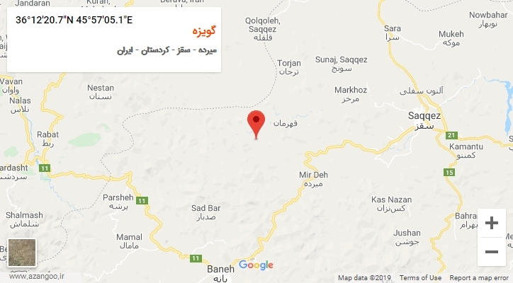 روستای گویزه بر روی نقشه