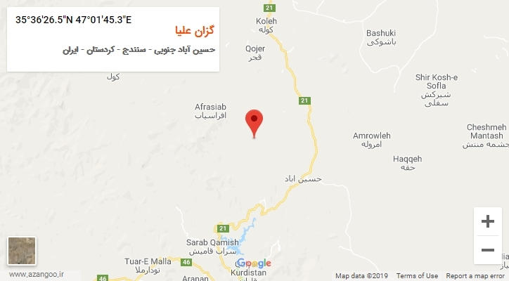 روستای گزان علیا بر روی نقشه