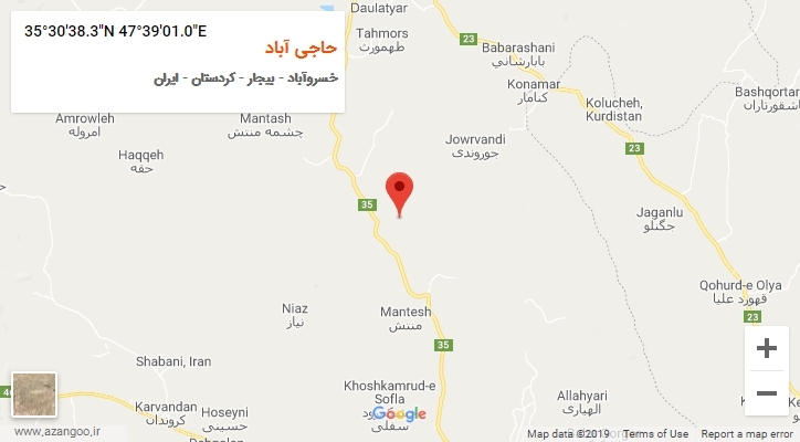روستای حاجی آباد بر روی نقشه