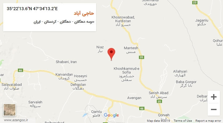 روستای حاجی آباد بر روی نقشه