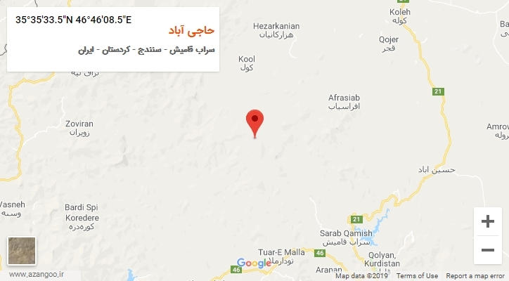 روستای حاجی آباد بر روی نقشه