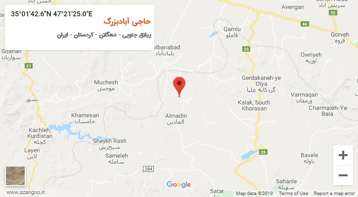 روستای حاجی آبادبزرگ بر روی نقشه