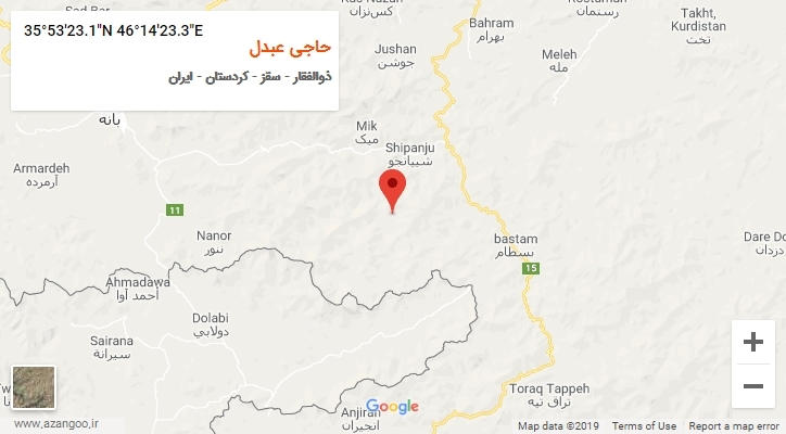روستای حاجی عبدل بر روی نقشه