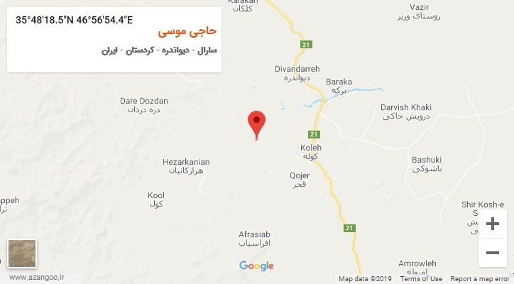 روستای حاجی موسی بر روی نقشه