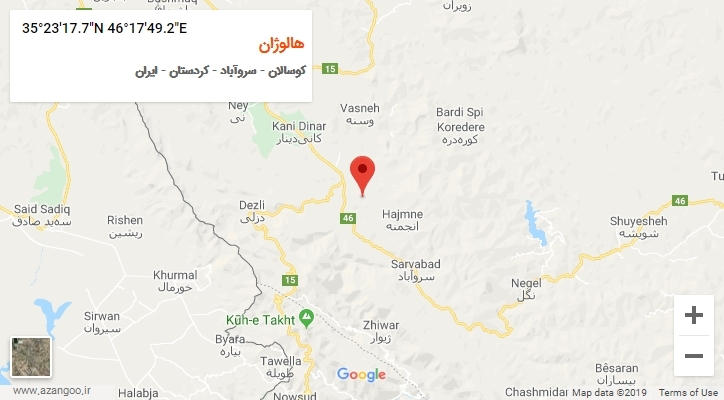روستای هالوژان بر روی نقشه