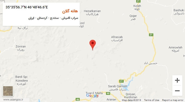 روستای هانه گلان بر روی نقشه