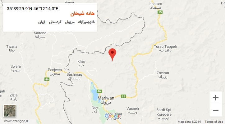 روستای هانه شیخان بر روی نقشه