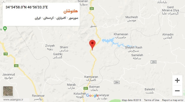 روستای هلتوشان بر روی نقشه