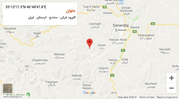 روستای حلوان بر روی نقشه