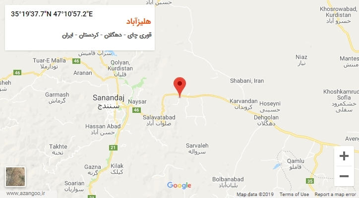 روستای هلیزآباد بر روی نقشه