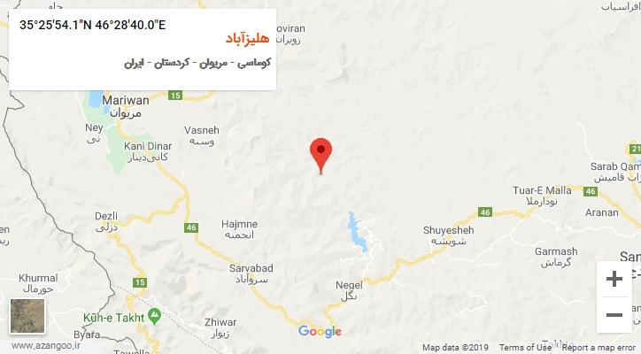 روستای هلیزآباد بر روی نقشه