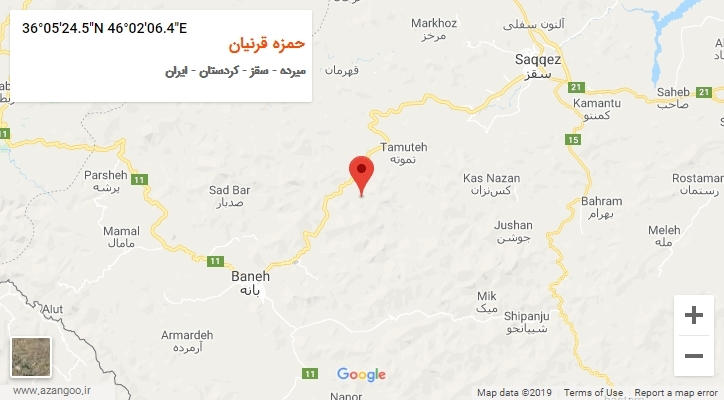 روستای حمزه قرنیان بر روی نقشه