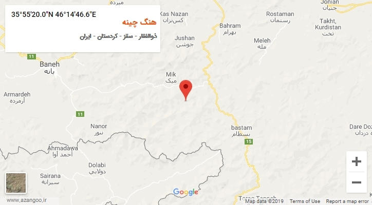 روستای هنگ چینه بر روی نقشه