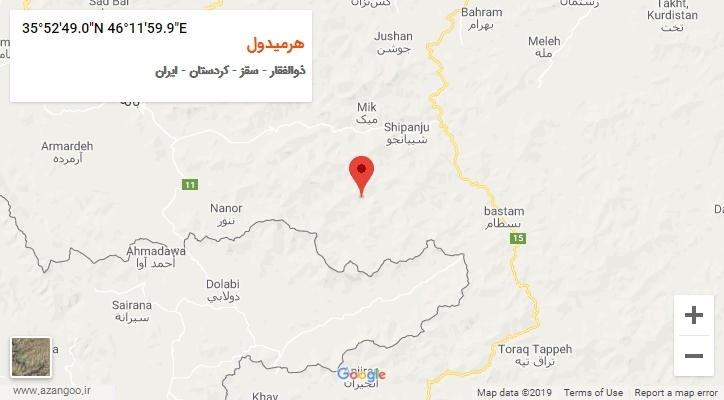 روستای هرمیدول بر روی نقشه