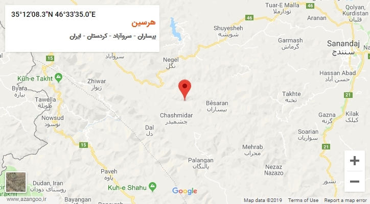 روستای هرسین بر روی نقشه