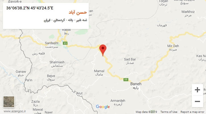 روستای حسن آباد بر روی نقشه
