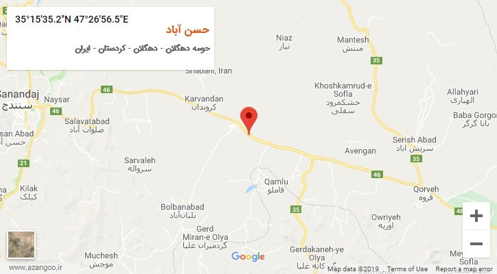 روستای حسن آباد بر روی نقشه