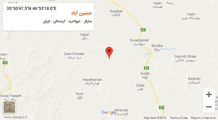روستای حسین آباد بر روی نقشه
