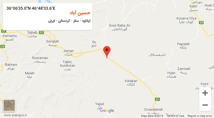 روستای حسین آباد بر روی نقشه