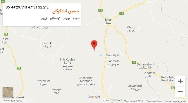 روستای حسین آبادگرگان بر روی نقشه