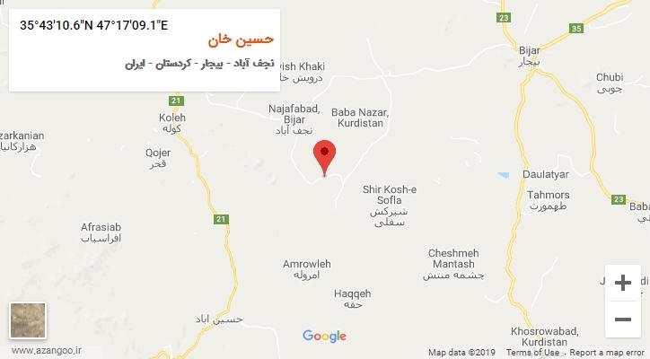 روستای حسین خان بر روی نقشه