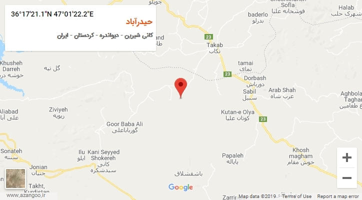 روستای حیدرآباد بر روی نقشه