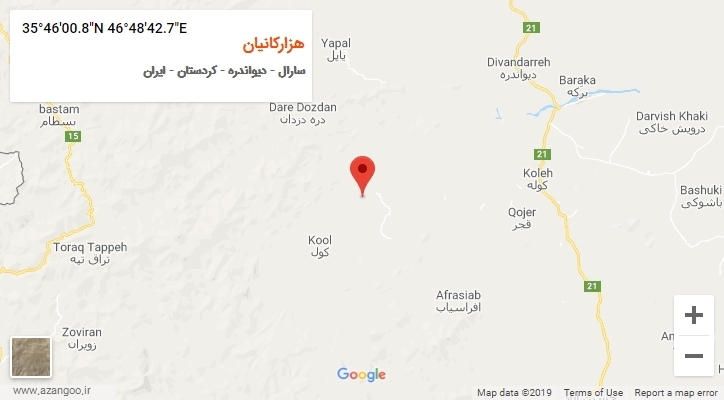 روستای هزارکانیان بر روی نقشه